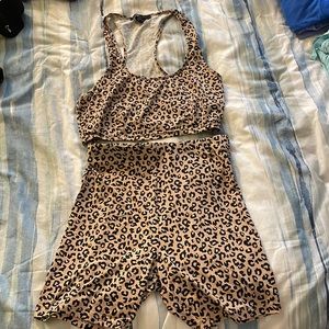 Cheetah Print Two-Piece Athletic Set